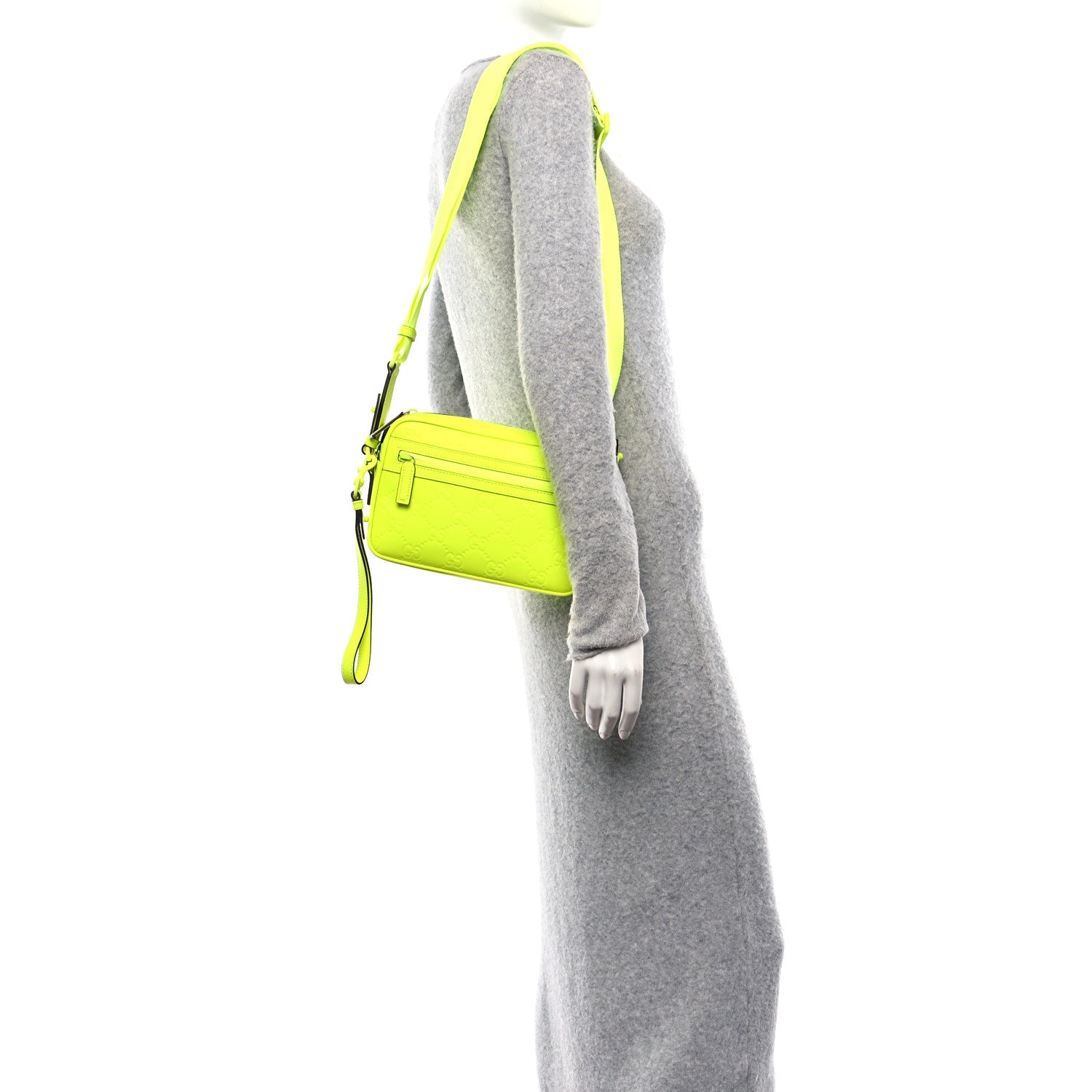 Gucci Rubber Effect Monogram GG Crossbody Bag Fluorescent Yellow 2 of 9