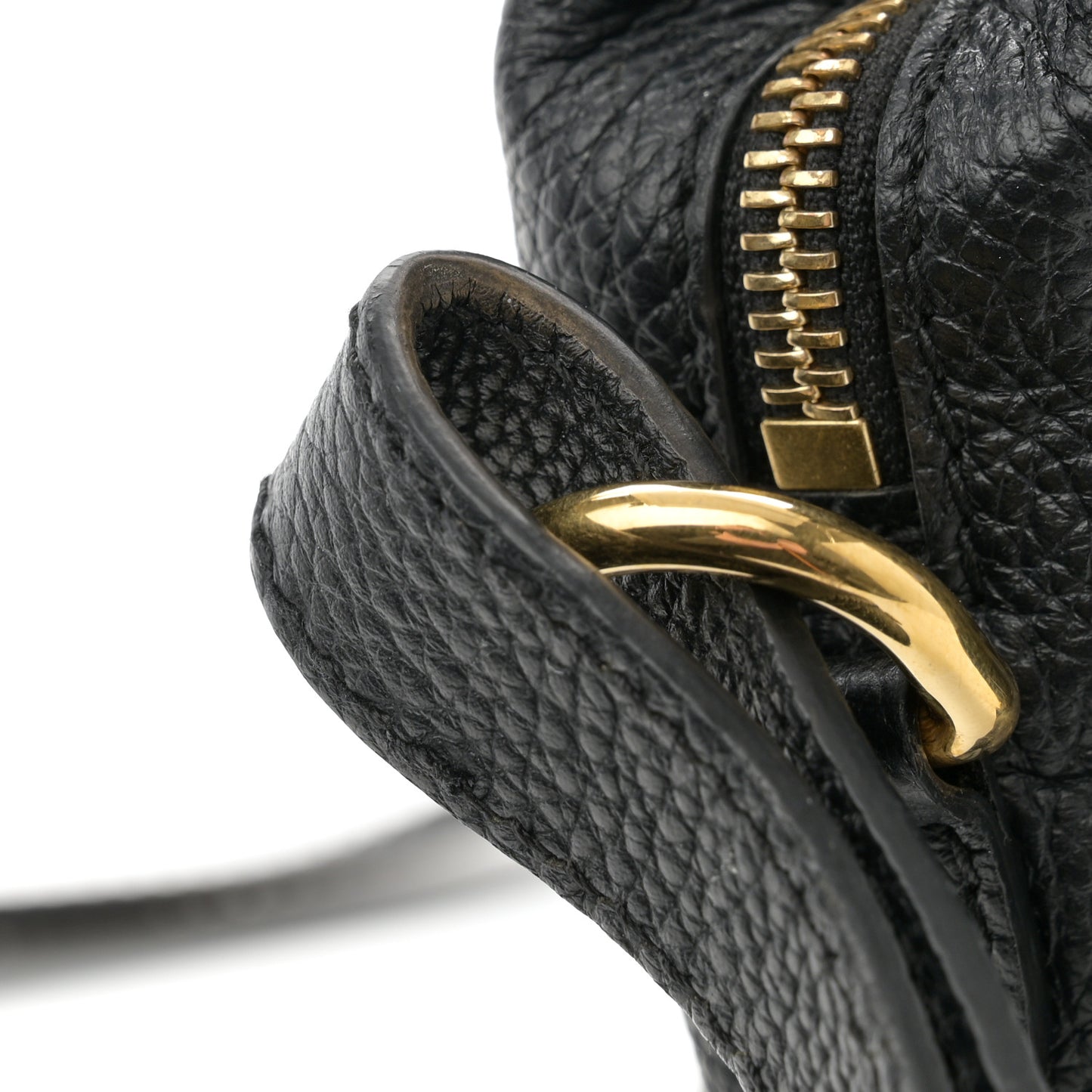 Pebbled Calfskin Small Skull Padlock Zip Around Tote Black