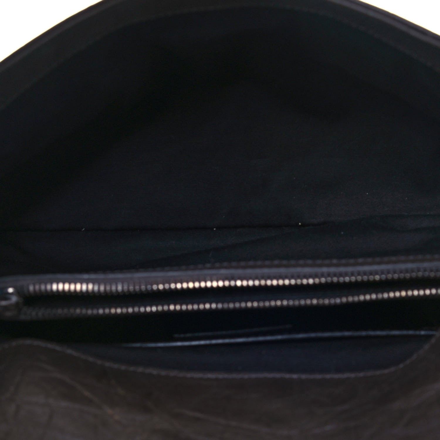 Saint Laurent Calfskin Crocodile Embossed Medium West Hollywood Monogram Fold-Over Grey 5 of 17