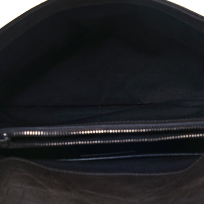 Saint Laurent Calfskin Crocodile Embossed Medium West Hollywood Monogram Fold-Over Grey 5 of 17