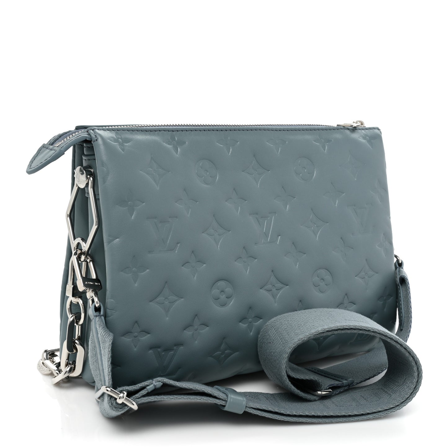 Lambskin Embossed Monogram Coussin PM Blue Glacier