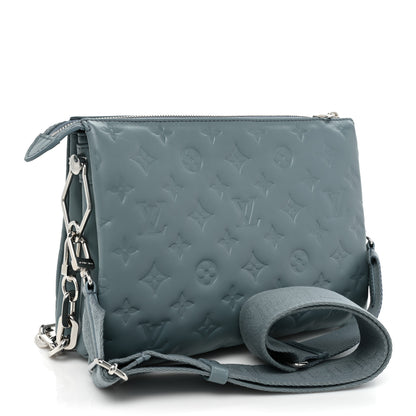 Louis Vuitton Lambskin Embossed Monogram Coussin PM Blue Glacier 3 of 10