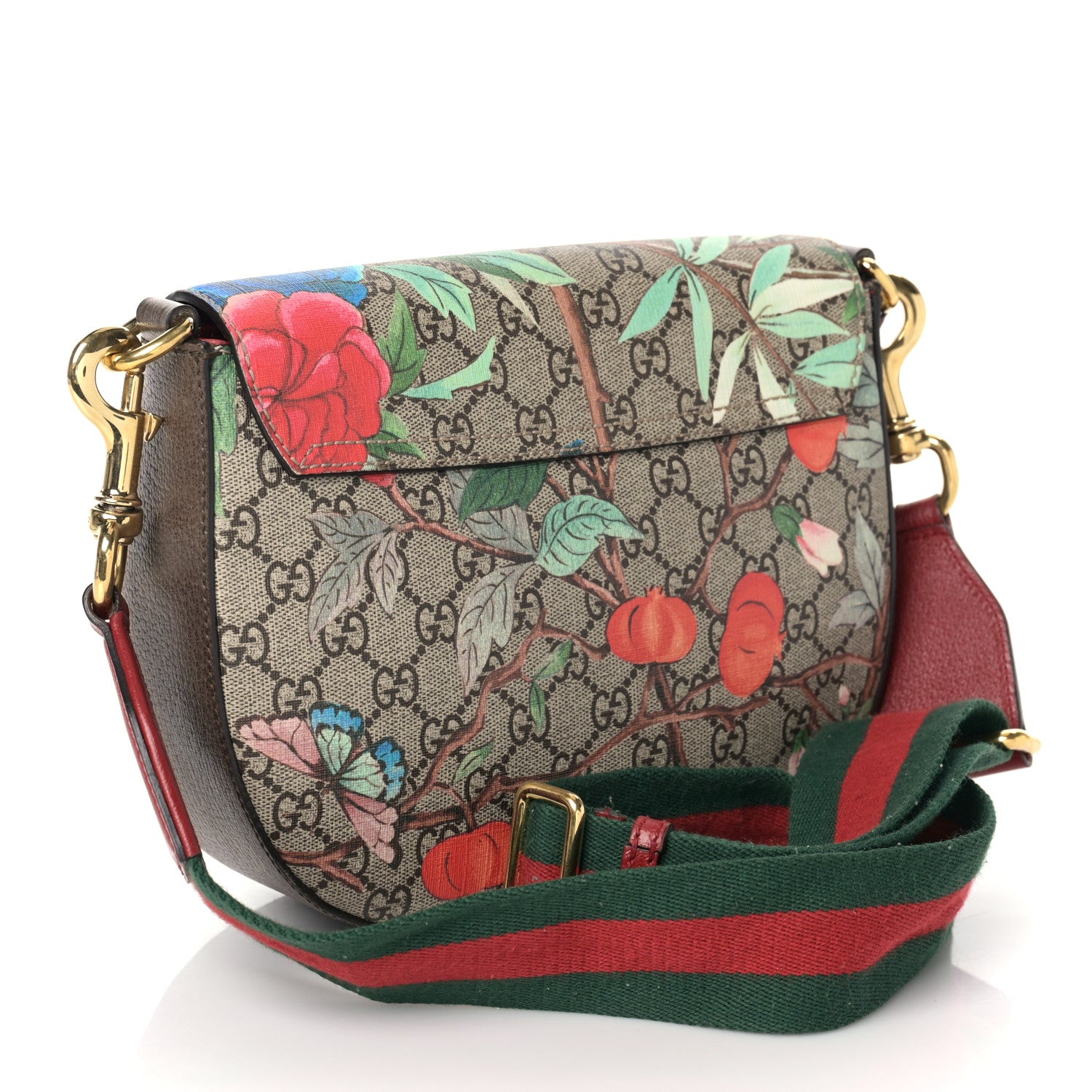 Gucci GG Supreme Monogram Tian Web Medium Padlock Messenger Shoulder Bag Beige Multicolor New Acero 3 of 10