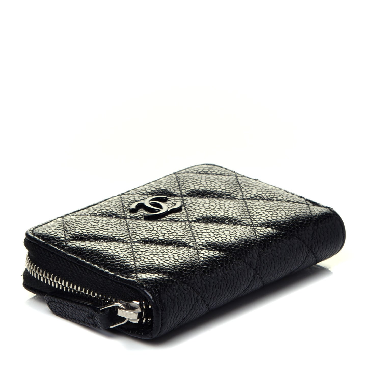 Caviar Quilted Incognito Zip Coin Purse Black