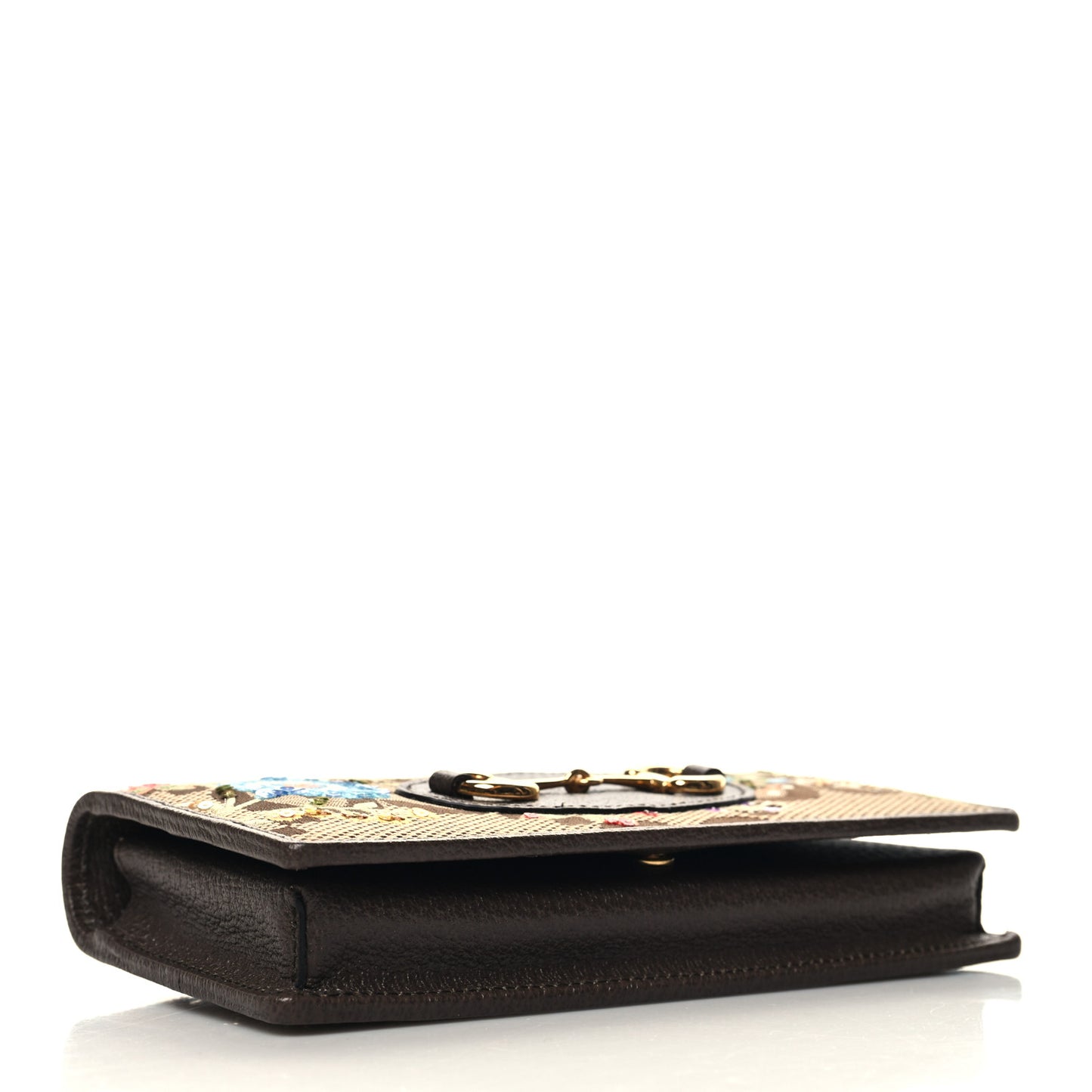 Monogram Jumbo GG Textured Dollar Calfskin Embroidered Horsebit 1955 Wallet On Chain Camel Ebony New Acero Multicolor
