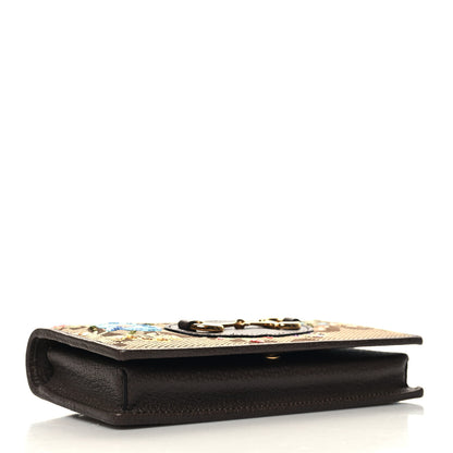 Gucci Monogram Jumbo GG Textured Dollar Calfskin Embroidered Horsebit 1955 Wallet On Chain Camel Ebony New Acero Multicolor 4 of 11