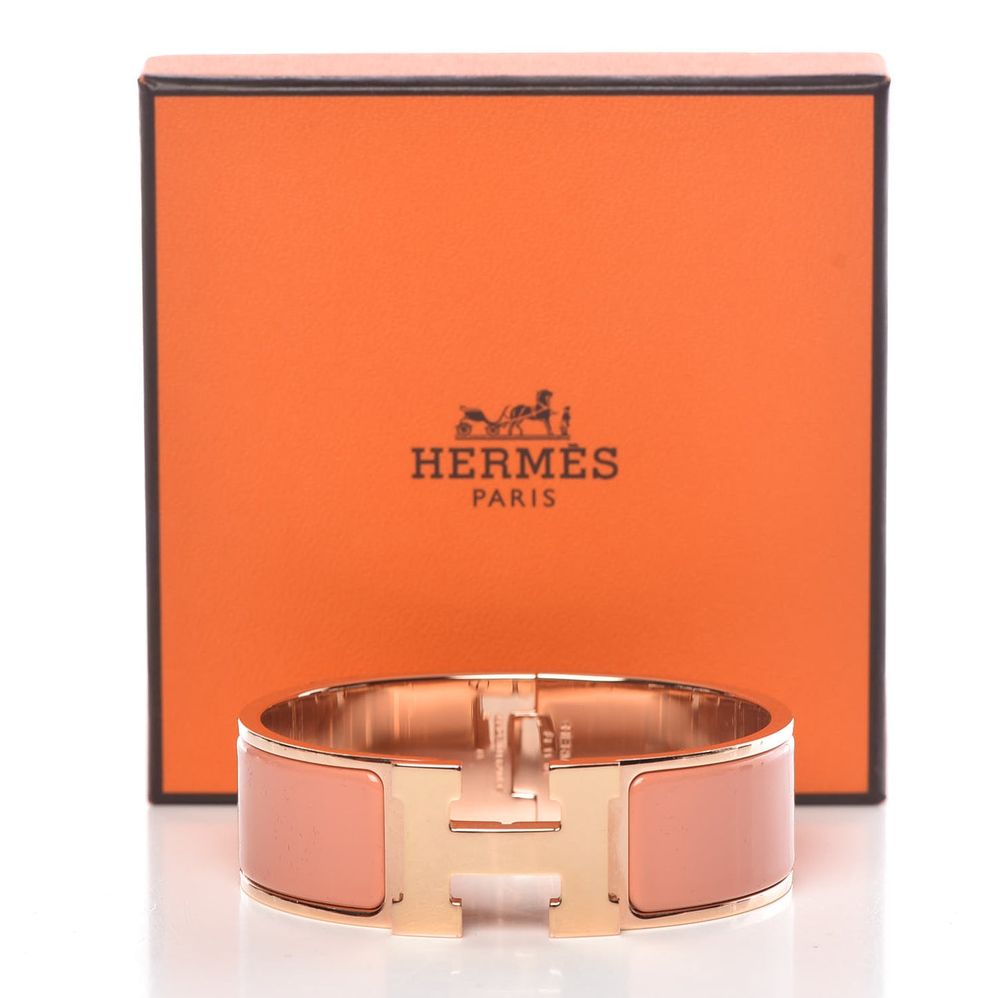 Enamel Wide Clic Clac H Bracelet GM Rose Saumon
