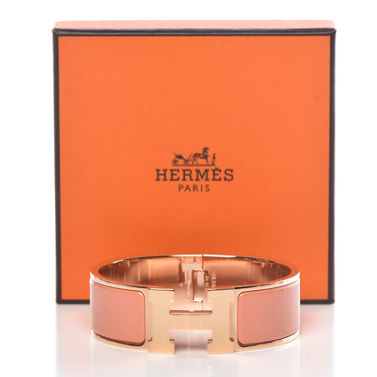 Hermes Enamel Wide Clic Clac H Bracelet GM Rose Saumon 6 of 6