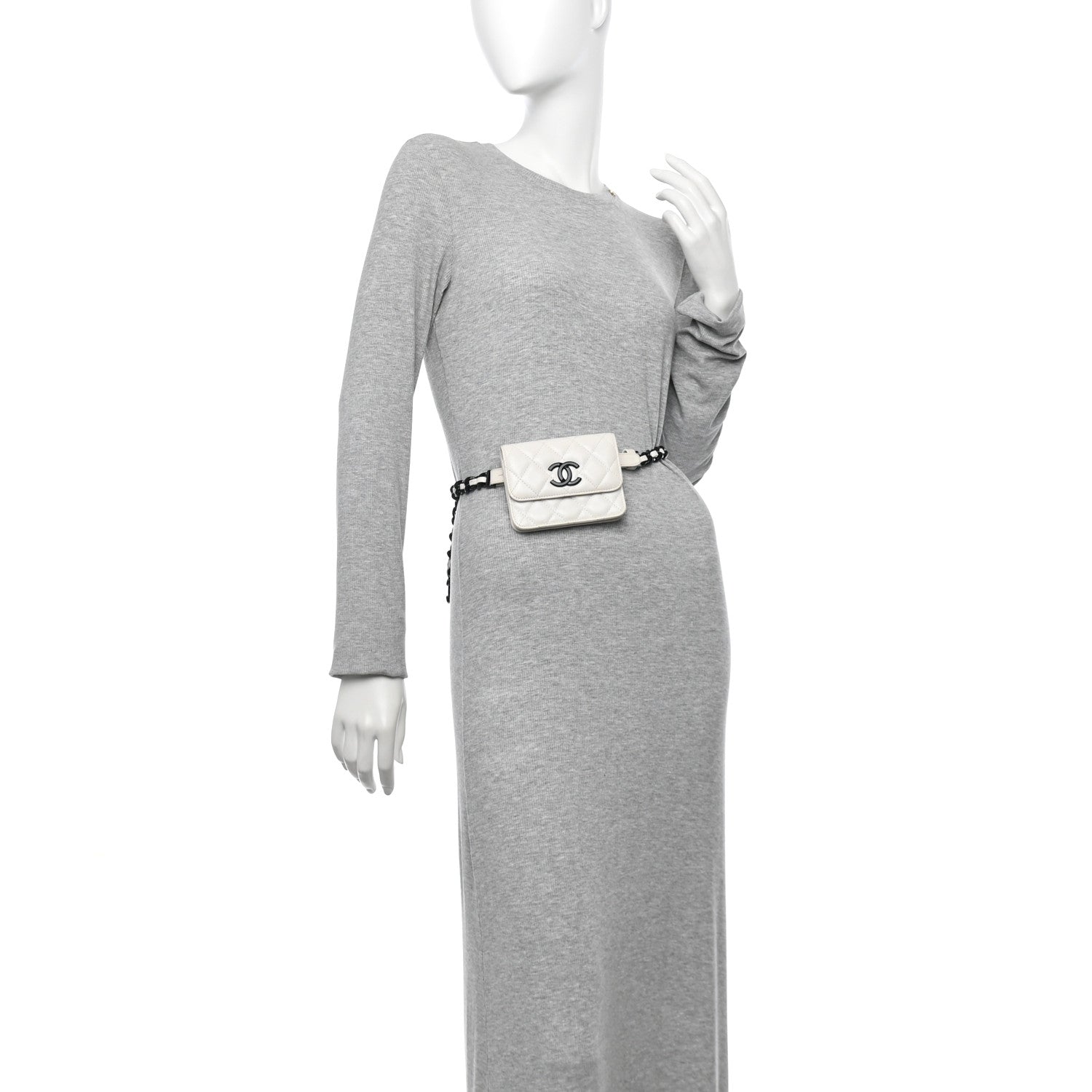 Chanel Caviar Quilted My Everything Belt Flap Card Holder White 3 of 12
