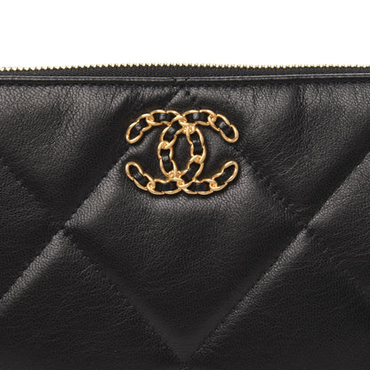 Chanel Shiny Goatskin Quilted Small Chanel 19 Pouch With Handle Black 8 of 11