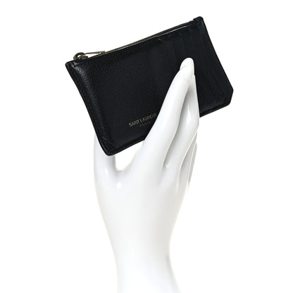 Saint Laurent Grained Calfskin 5 Fragments Zip Pouch Card Holder Black 2 of 7