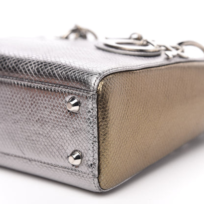 Christian Dior Metallic Karung Mini Lady Dior Silver Bronze 10 of 12