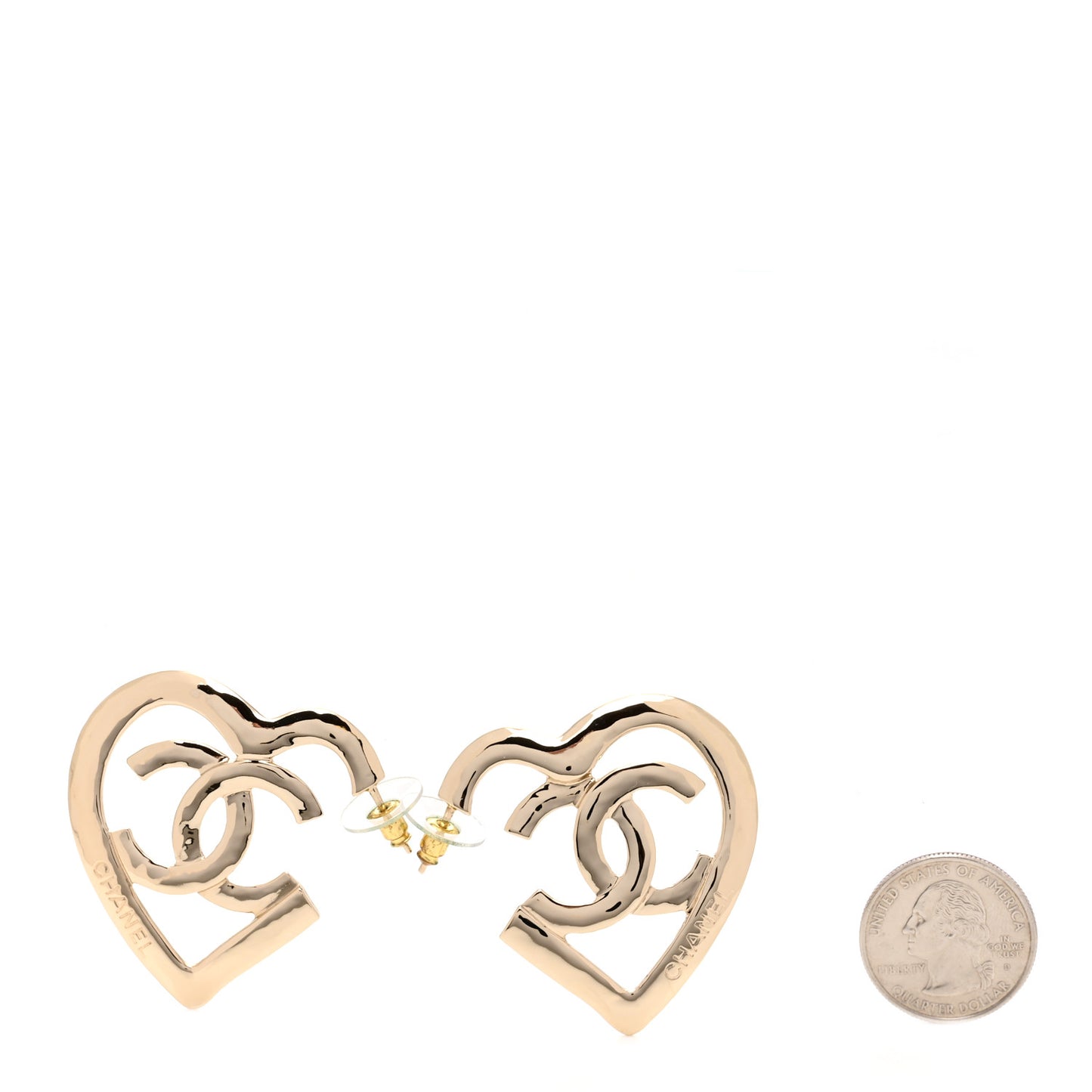 Metal CC Heart Coco In Love Hoop Earrings Gold