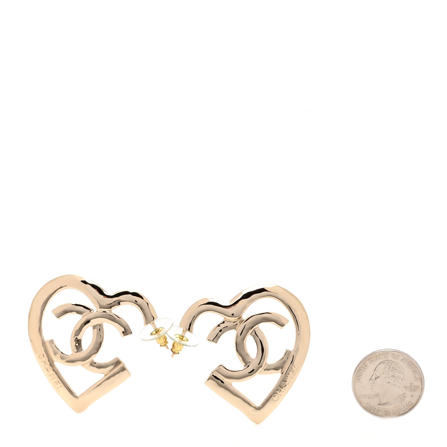 Chanel Metal CC Heart Coco In Love Hoop Earrings Gold 2 of 4