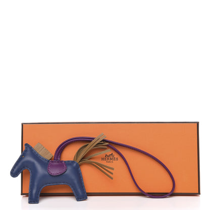 Hermes Milo Lambskin Grigri Rodeo Horse Bag Charm PM Bleu de Malte Kraft Violet 4 of 4