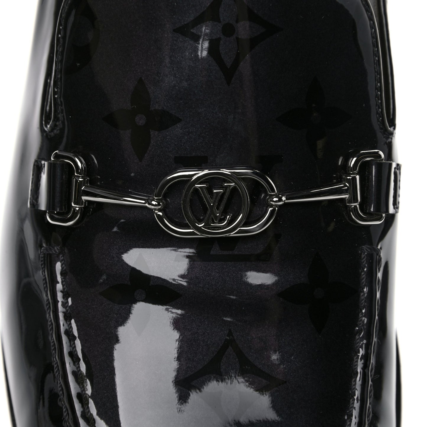 Patent Monogram Mens Club Loafers 8.5 Anthracite