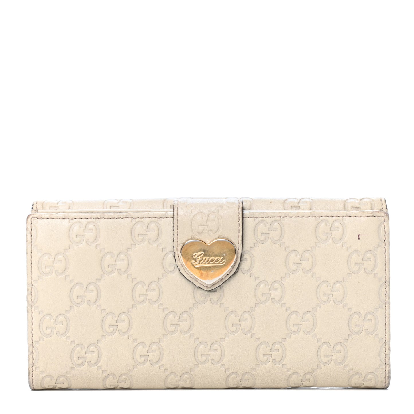 Guccissima Heart Continental Wallet Off White