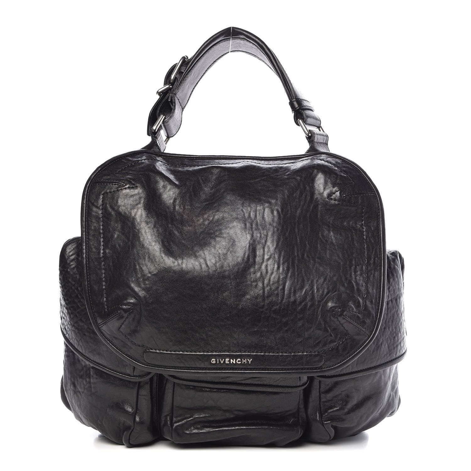 Givenchy Tumbled Sheepskin Top Handle Flap Bag Black 1 of 9