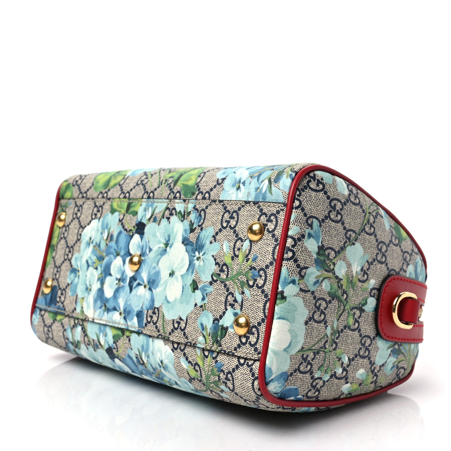 Gucci GG Supreme Monogram Blooms Small Boston Beige Blue Navy Hibiscus Red 8 of 8