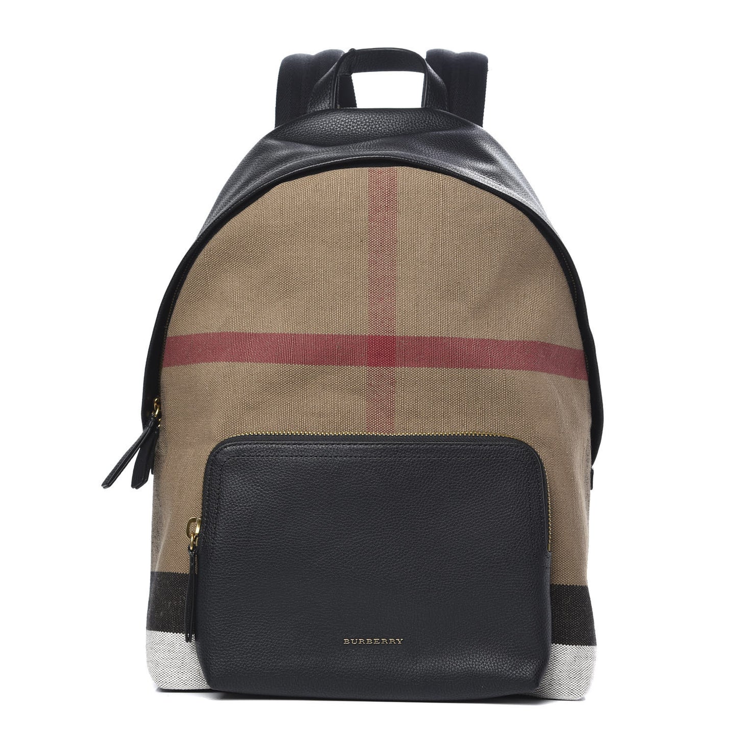 Mega Check Calfskin Abbeydale Simple Backpack Black Camel