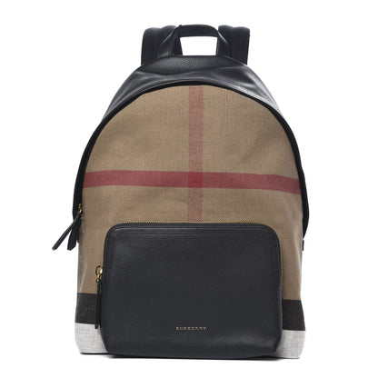 Burberry Mega Check Calfskin Abbeydale Simple Backpack Black Camel 1 of 7