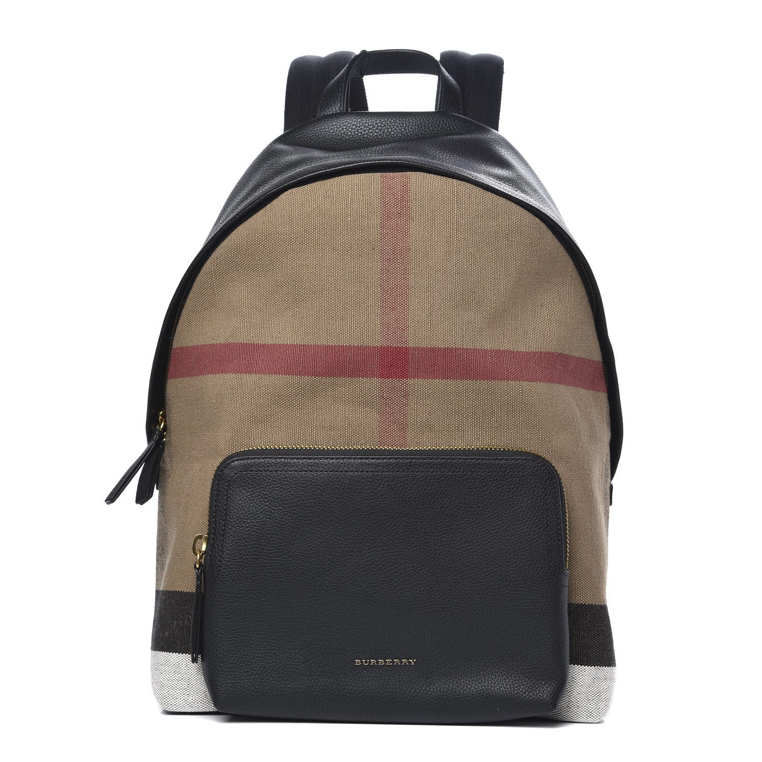 Burberry Mega Check Calfskin Abbeydale Simple Backpack Black Camel 1 of 7