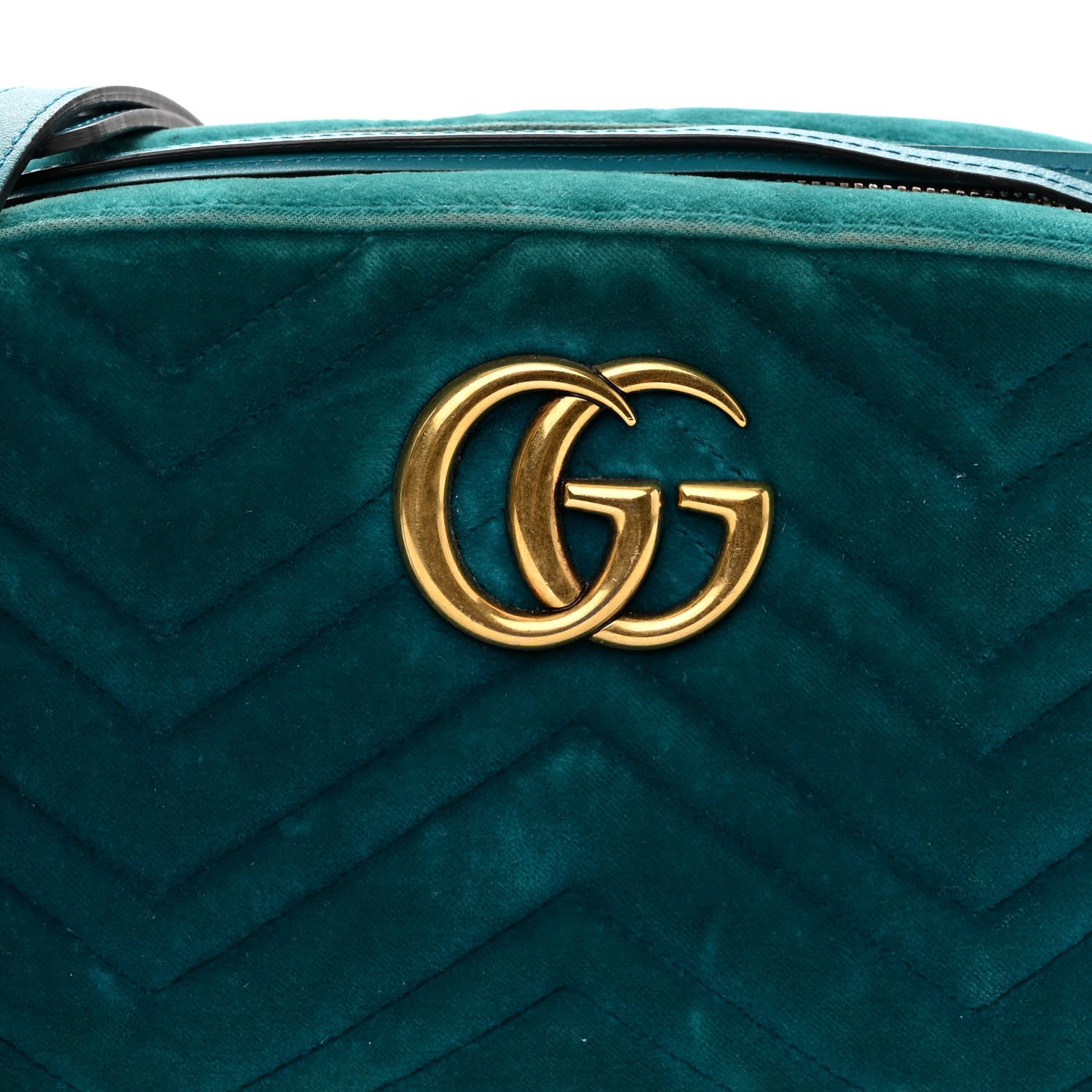 Gucci Velvet Matelasse Small GG Marmont Chain Shoulder Bag Pavone Cyan 8 of 13