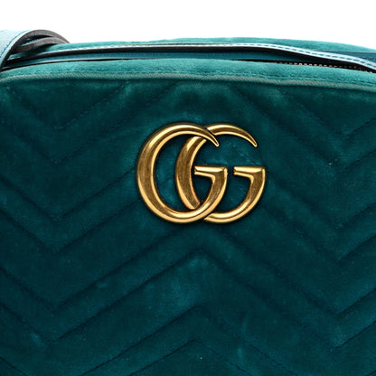 Gucci Velvet Matelasse Small GG Marmont Chain Shoulder Bag Pavone Cyan 8 of 13