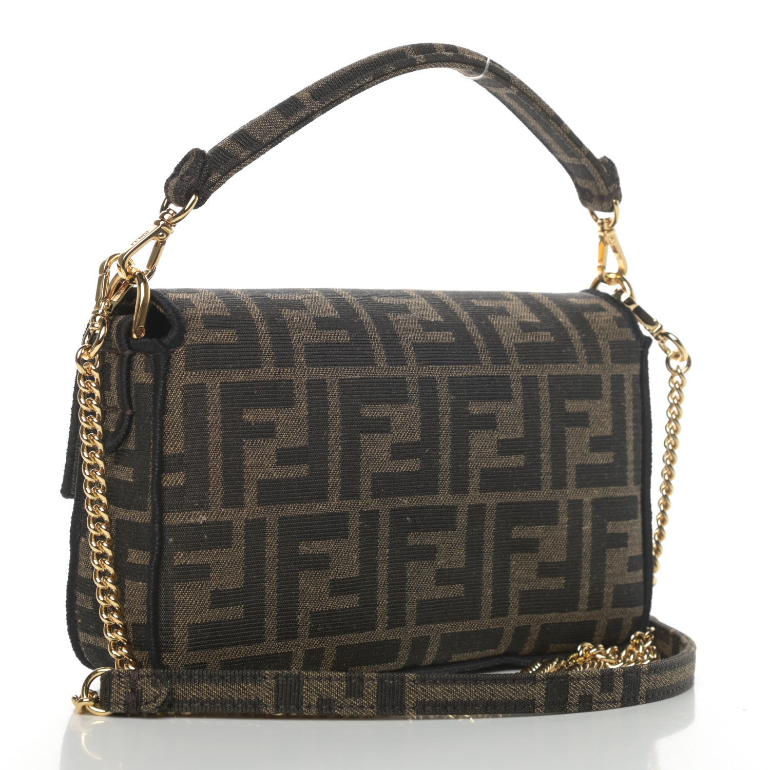 Fendi Fabric Jacquard FF 1974 Mini Baguette Tobacco Moro Black 2 of 4