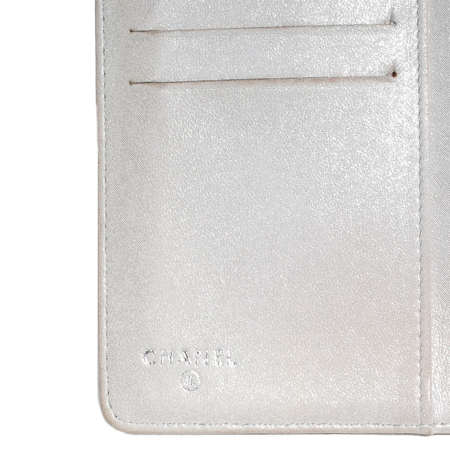 Lambskin Camellia Embossed Yen Wallet Black
