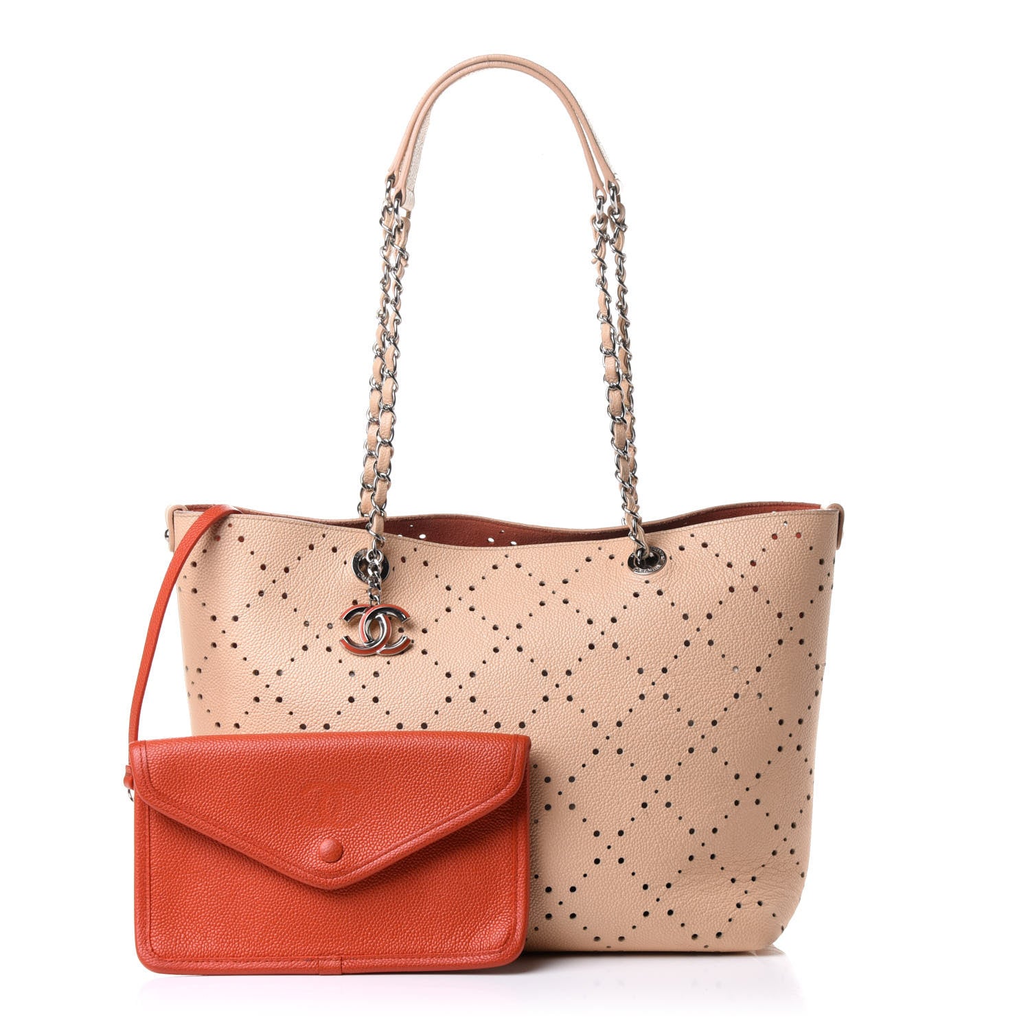 Chanel Perforated Grained Calfskin Small Shopping Tote Light Coral 1 of 29