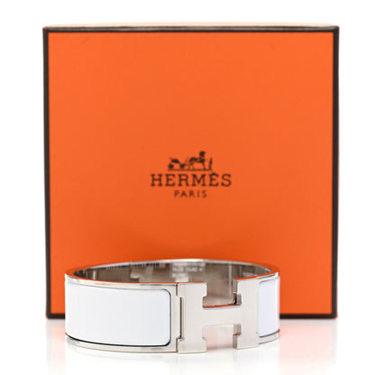 Hermes Enamel Wide Clic Clac H Bracelet GM White 5 of 5