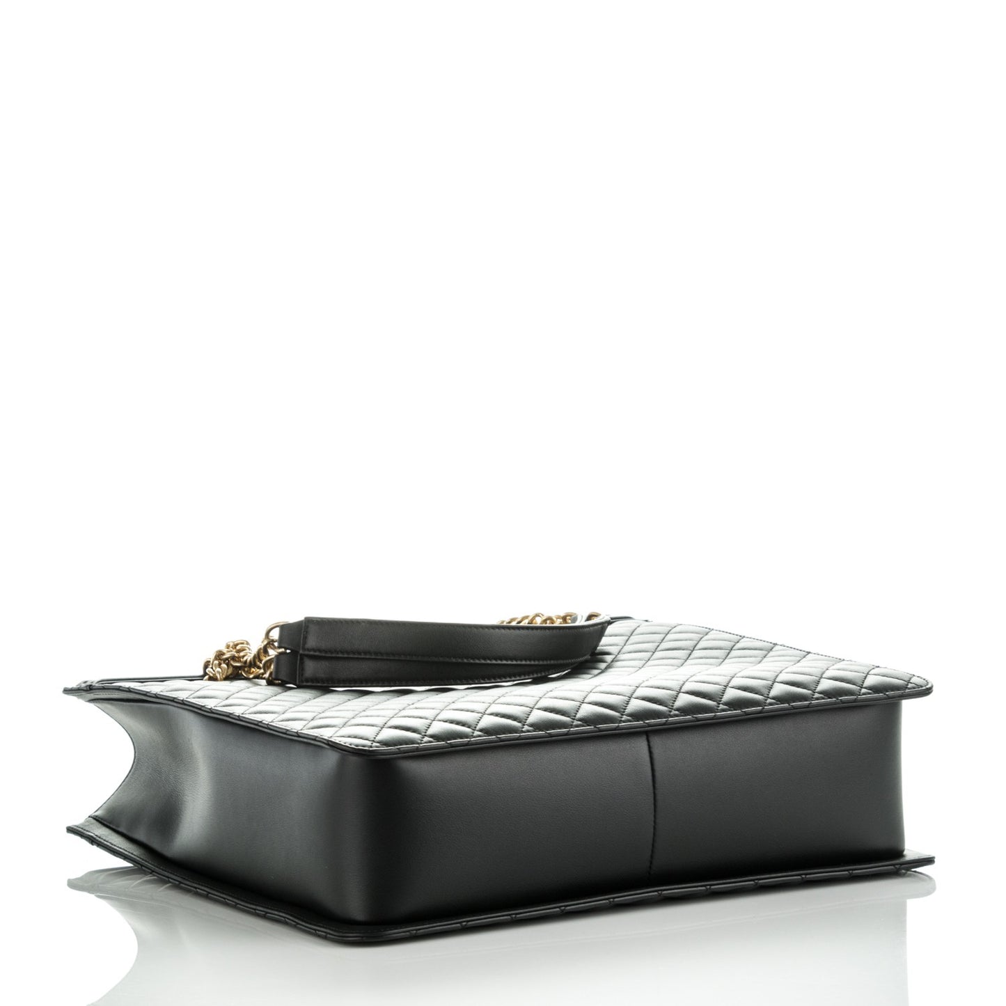 Calfskin Quilted Large Boy Tote Black