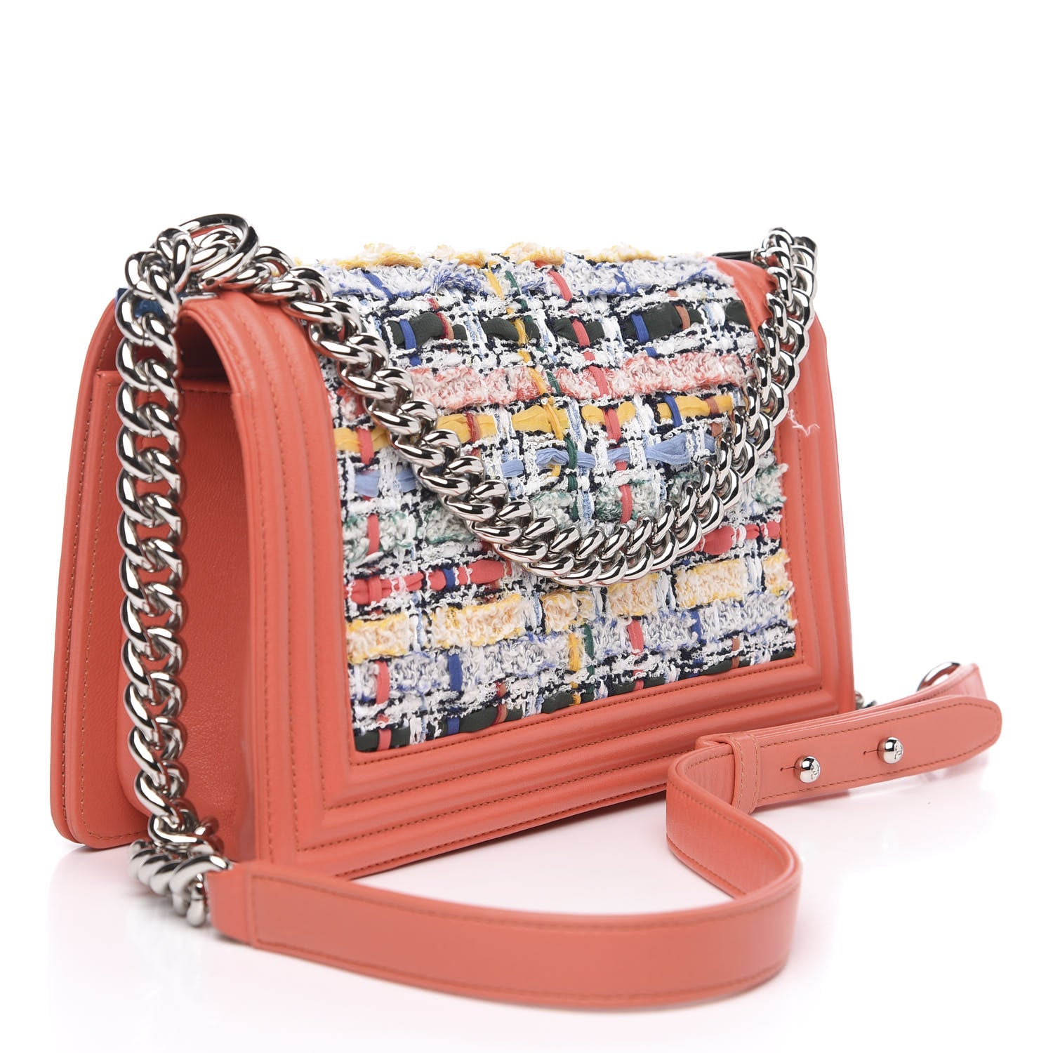 Chanel Lambskin Tweed Medium Boy Flap Coral 2 of 11