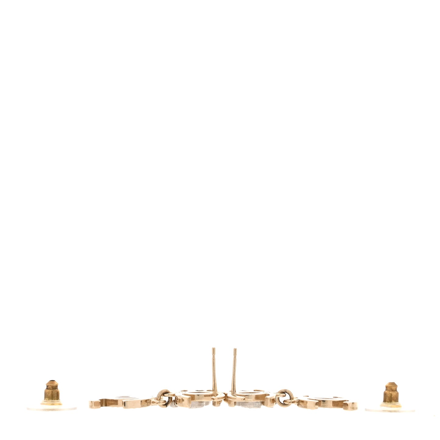 Crystal Pearl Double CC Drop Earrings Gold Silver