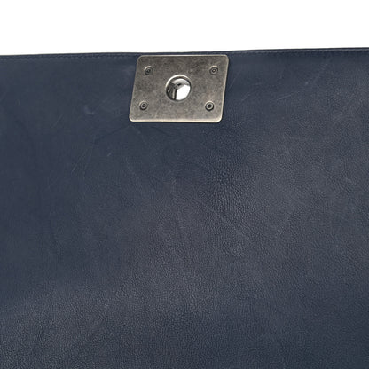 Chanel Calfskin Double Stitch New Medium Boy Flap Navy Blue 12 of 13