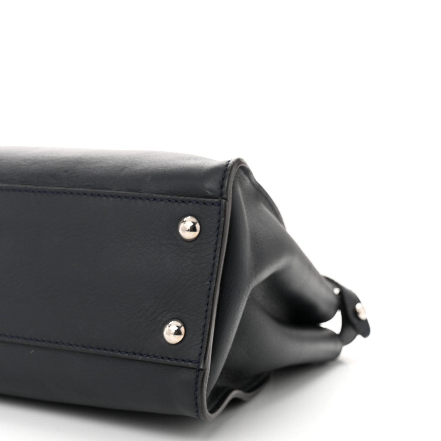 Fendi Vitello Seta Shiny Nappa Medium Peekaboo Iconic Satchel Blue Notte Ardesia 11 of 11