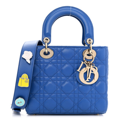 Christian Dior Lambskin Cannage Small Lucky Badges My Lady Dior Blue 1 of 10