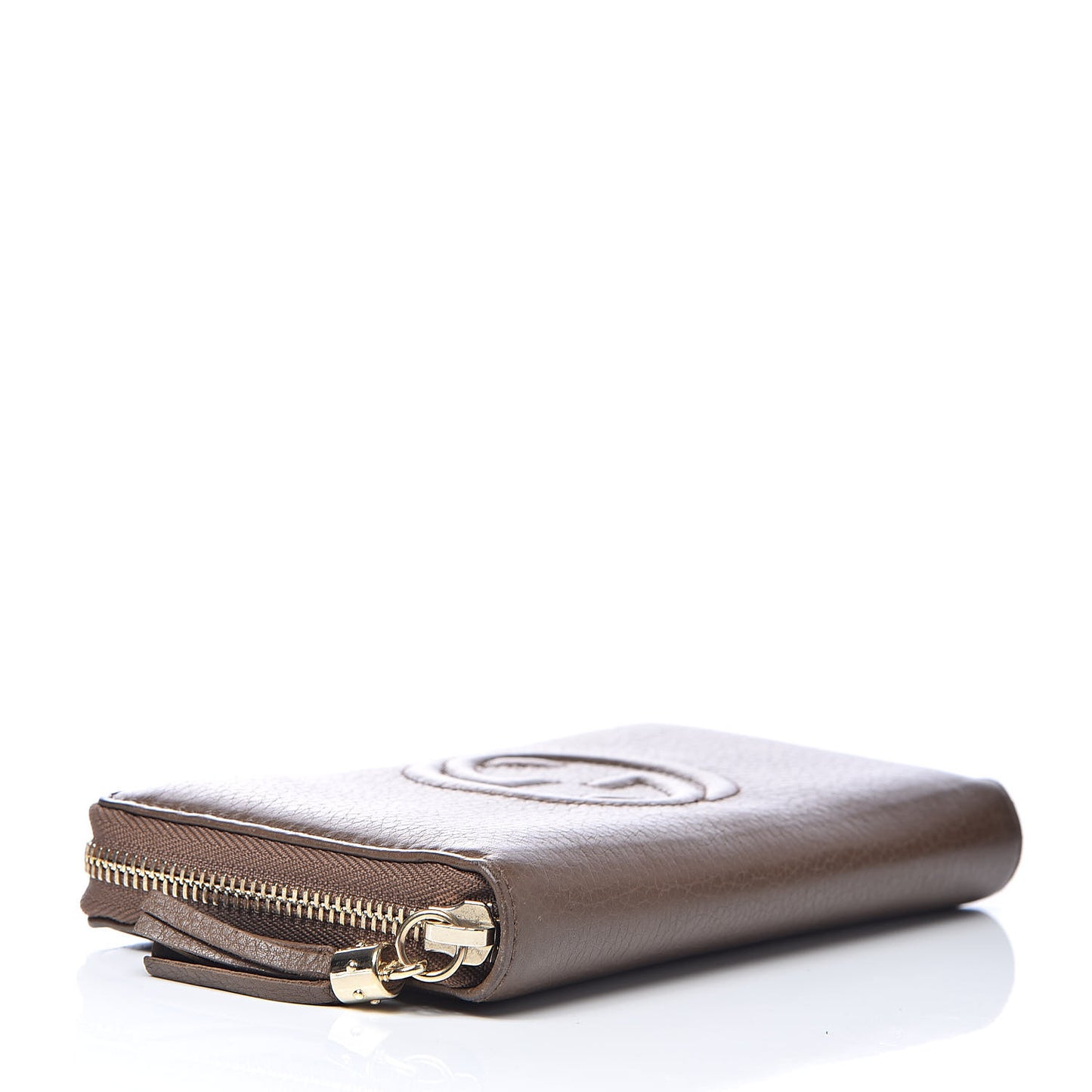 Pebbled Calfskin Soho Zip Around Wallet Brown