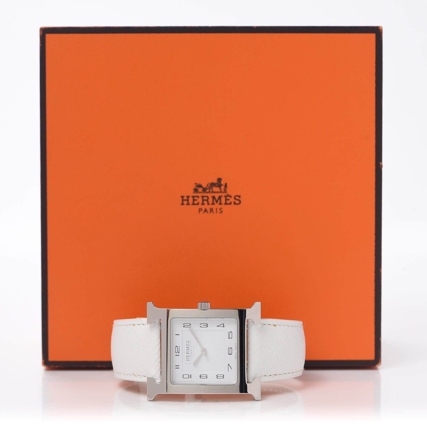 Hermes Stainless Steel Epsom 30.5mm Heure H Hour Quartz Watch Blanc 5 of 5