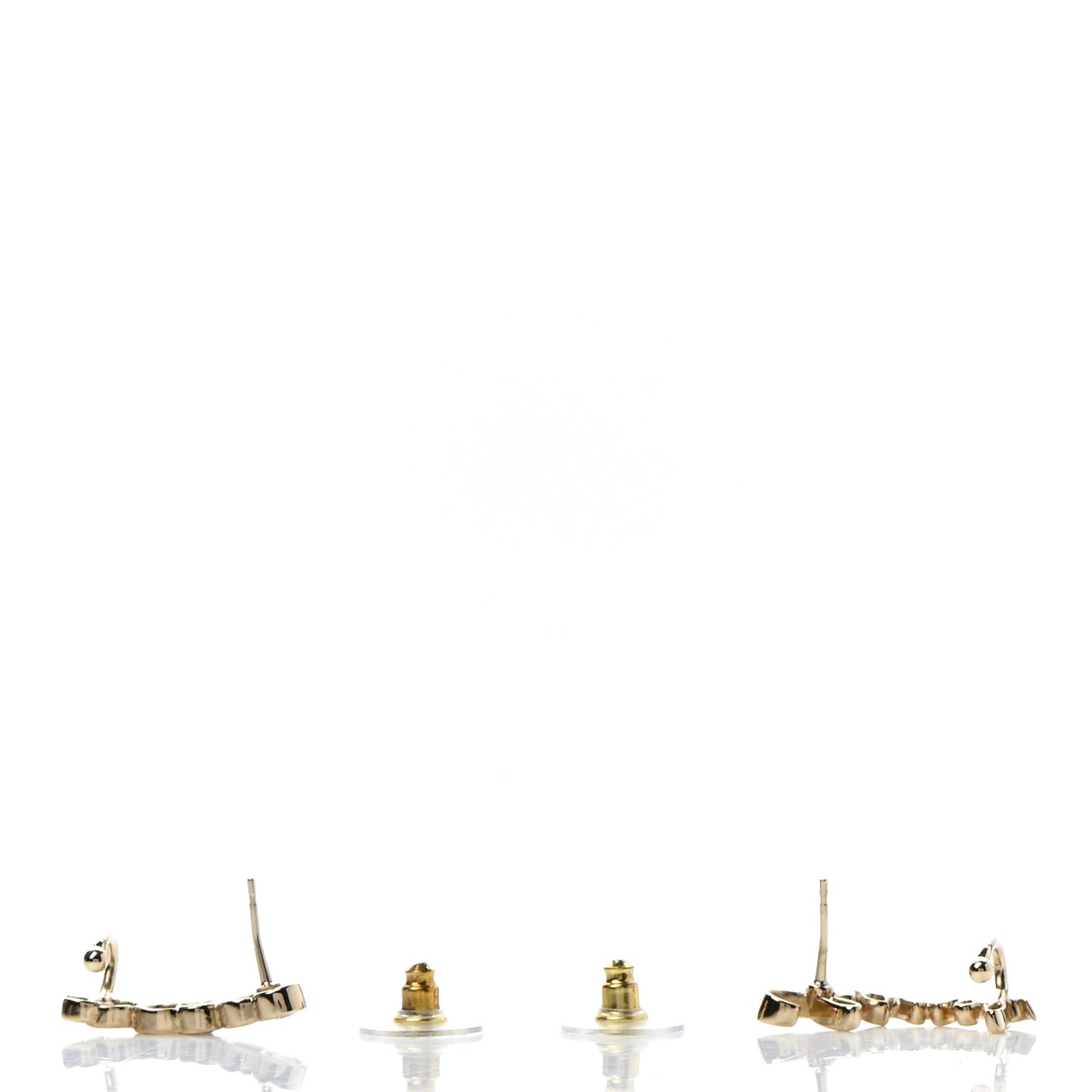 Metal Crystal Coco Script CC Climber Earrings Gold