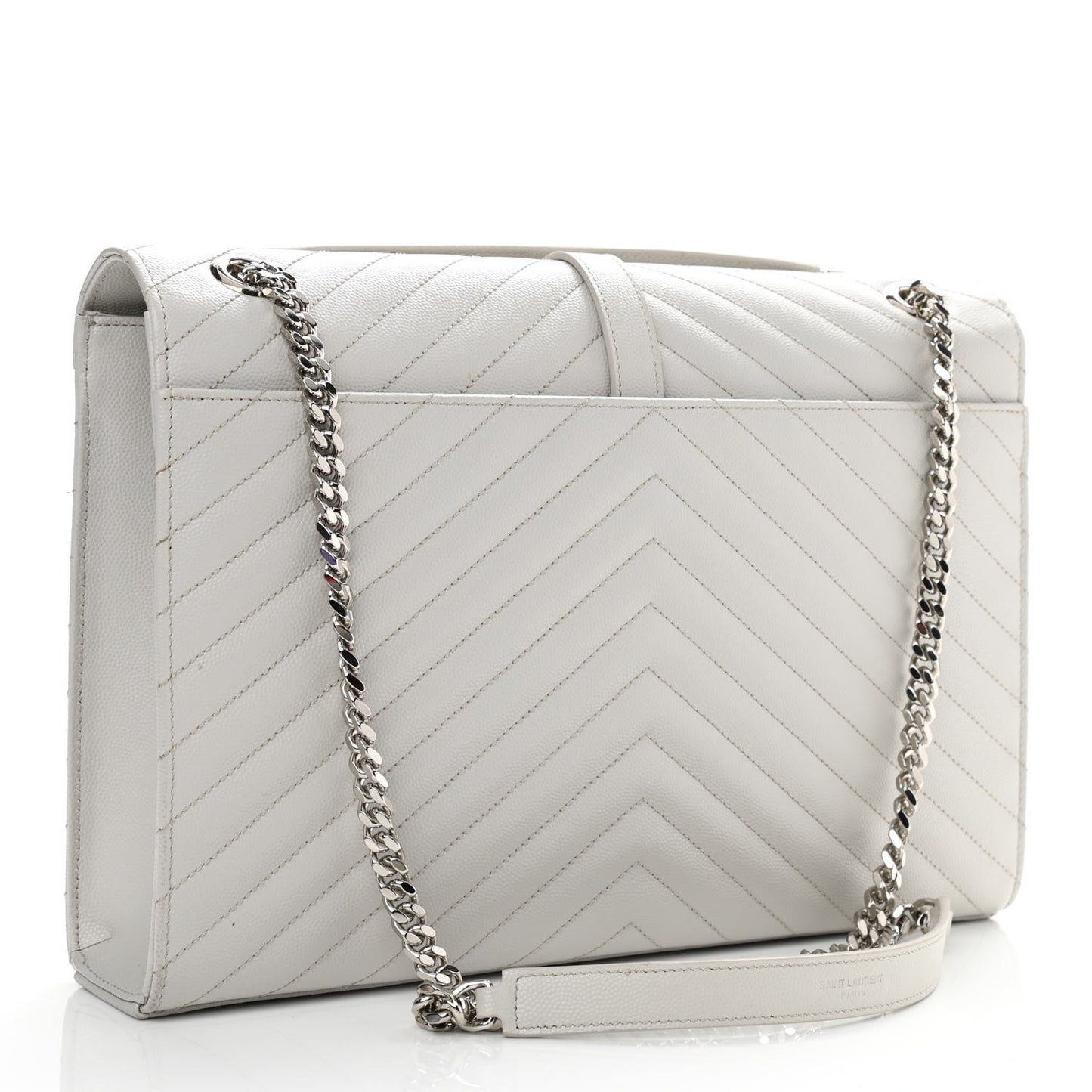 Grain De Poudre Matelasse Chevron Large Monogram Satchel Light Grey