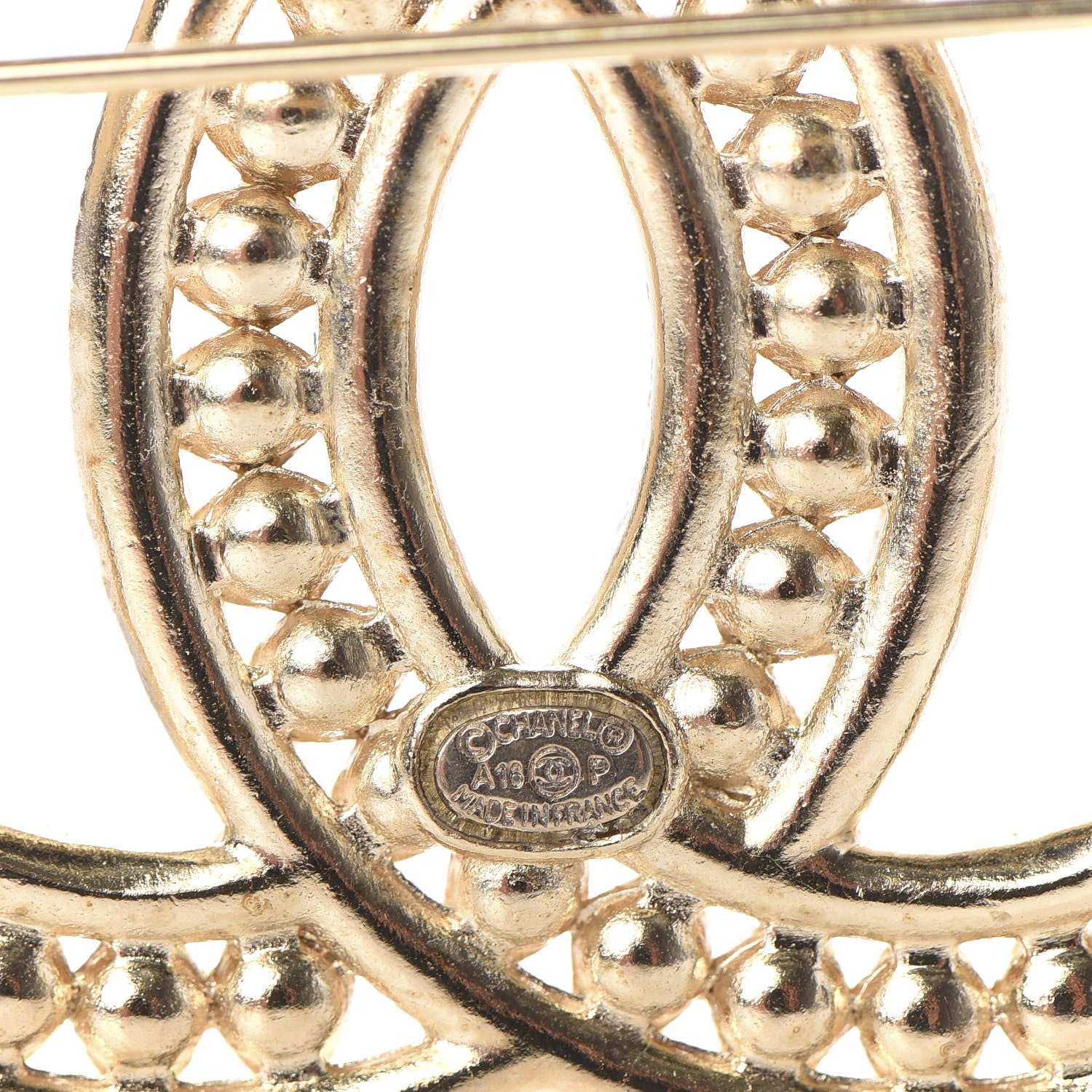 Chanel Pearl Crystal Baguette CC Brooch Gold 4 of 4