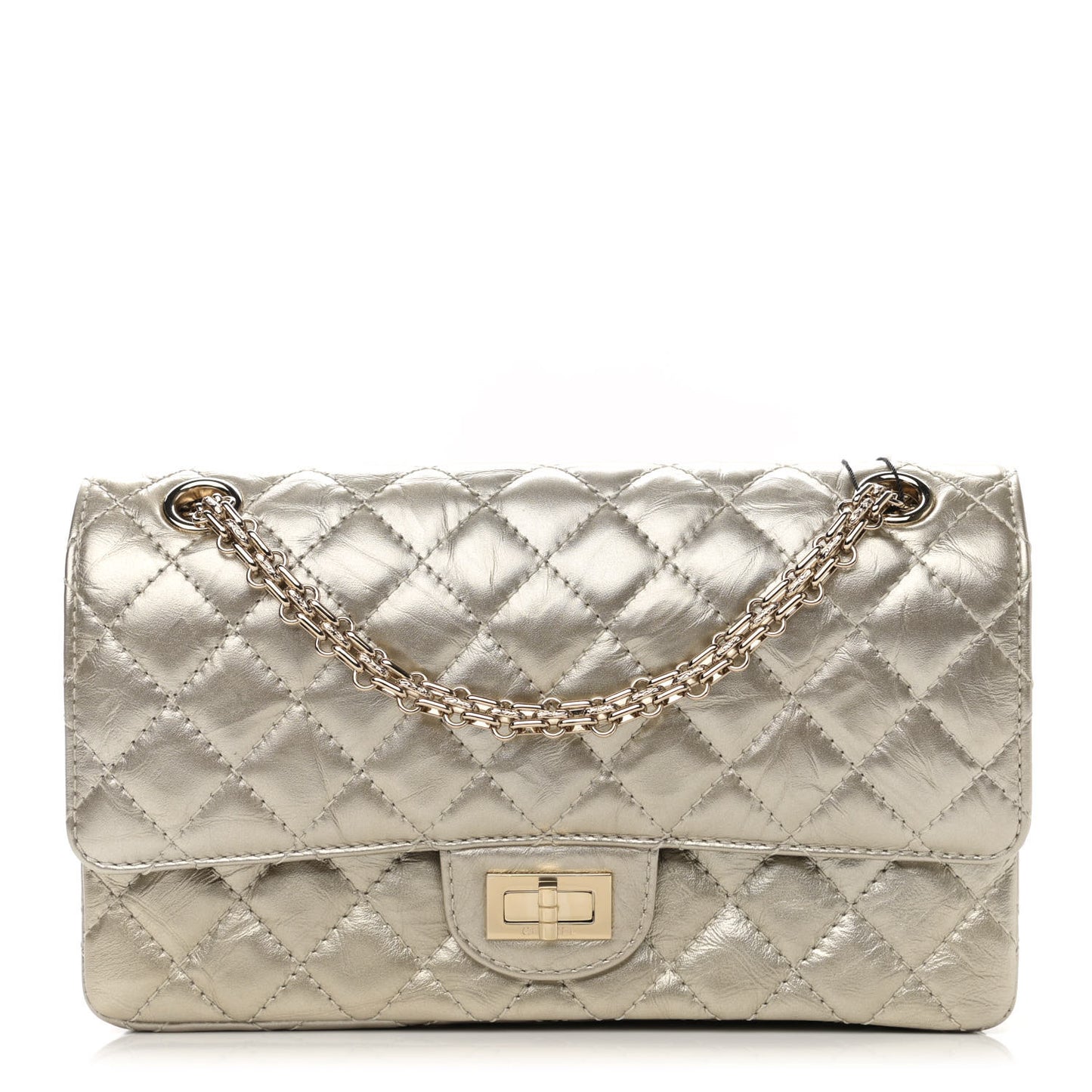 Metallic Aged Calfskin Quilted 2.55 Reissue 225 Flap Gold