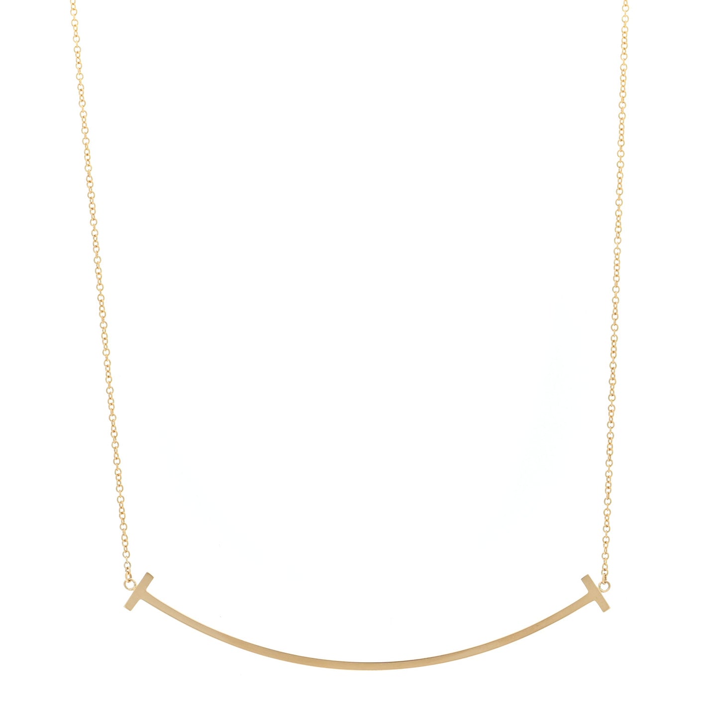 18K Yellow Gold Large T Smile Pendant Necklace