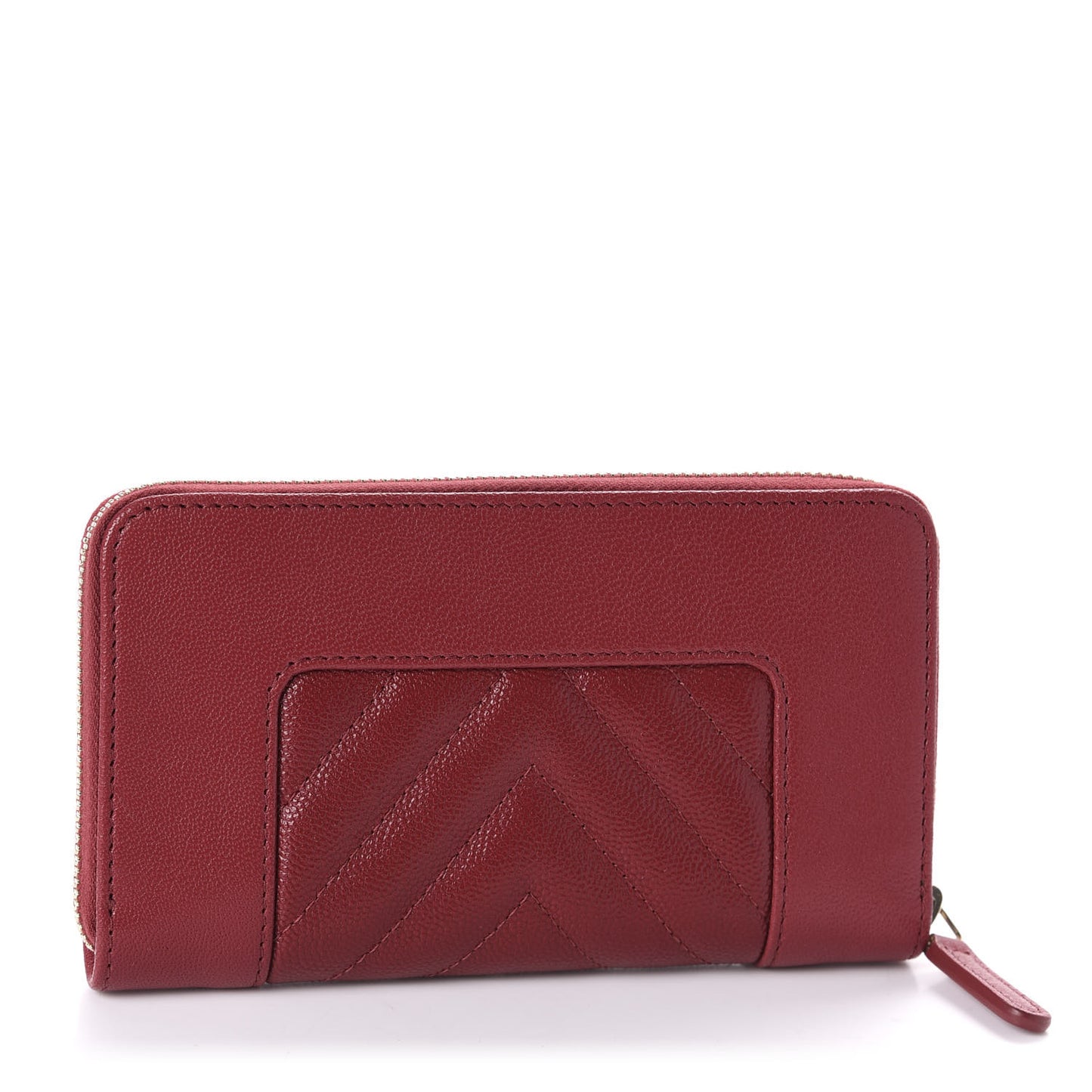 Sheepskin Caviar Chevron Quilted Medium Mademoiselle Vintage Zip Around Wallet Red
