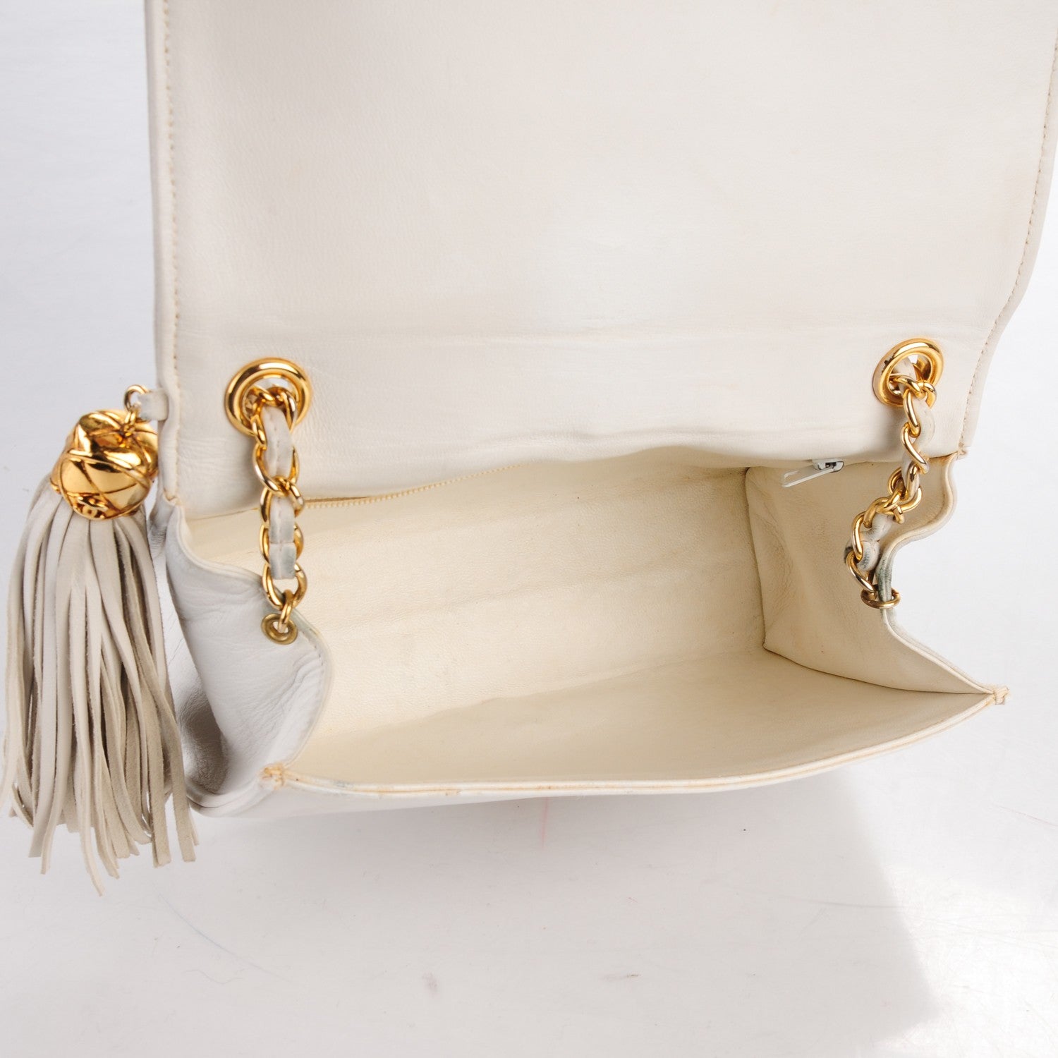 Chanel Lambskin Quilted Small Tassel Single Flap White 8 of 13
