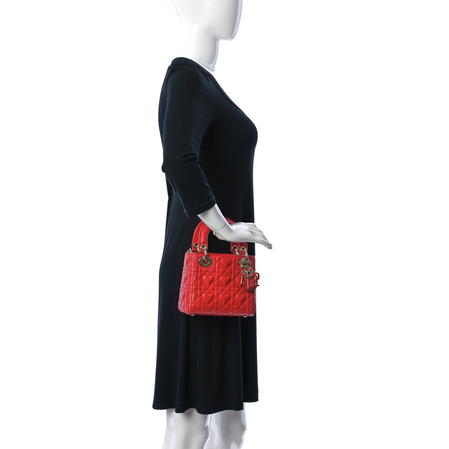 Calfskin Cannage Dioramour Mini Lady Dior Bag Bright Red