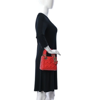 Christian Dior Calfskin Cannage Dioramour Mini Lady Dior Bag Bright Red 2 of 9