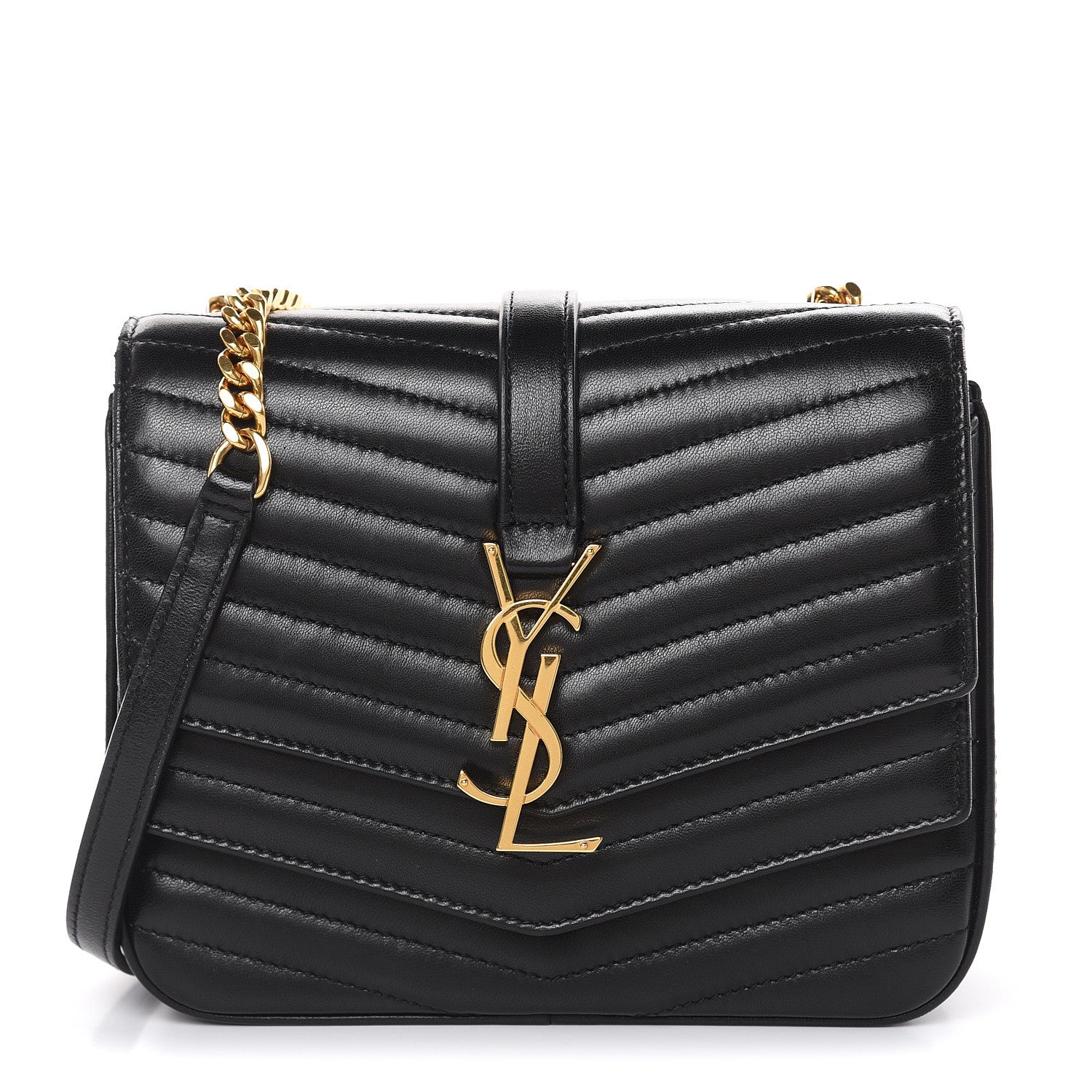 Saint Laurent Lambskin Matelasse Chevron Monogram Small Sulpice Bag Black 1 of 12